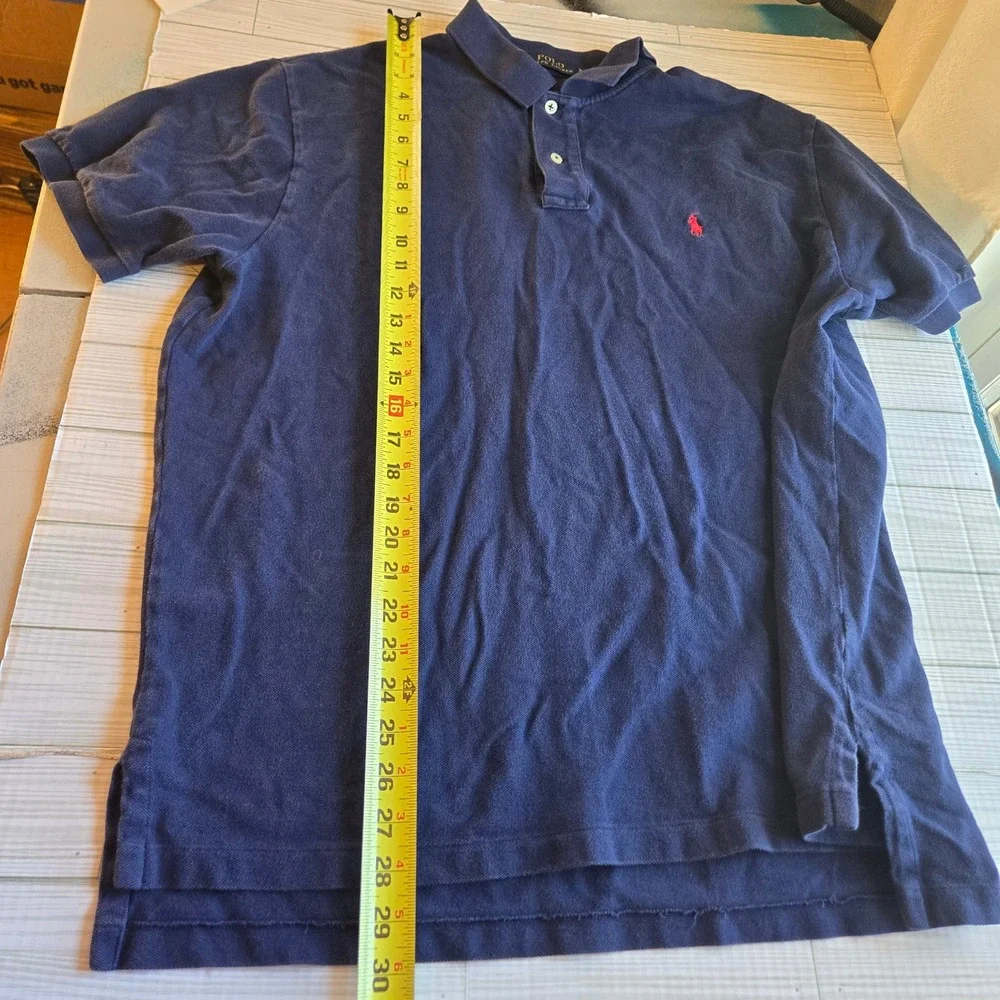 Vintage POLO Ralph Lauren Golf Shirt Mens XL Navy Red Pony Pique Tennis Ivy Prep